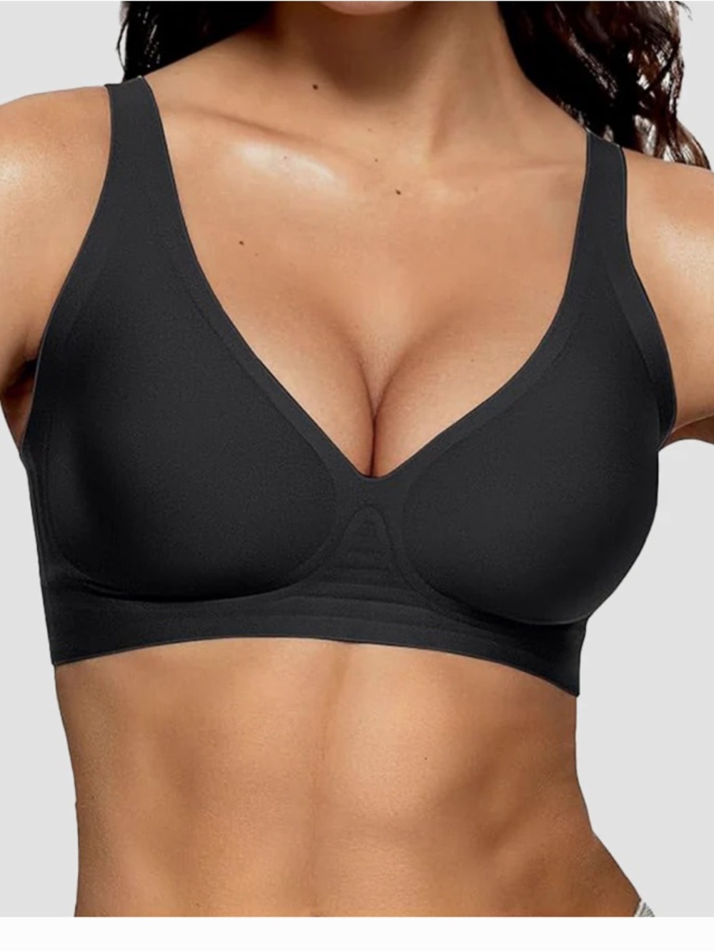SheCurve Black Seamless Deep V Push-Up Wireless Bra